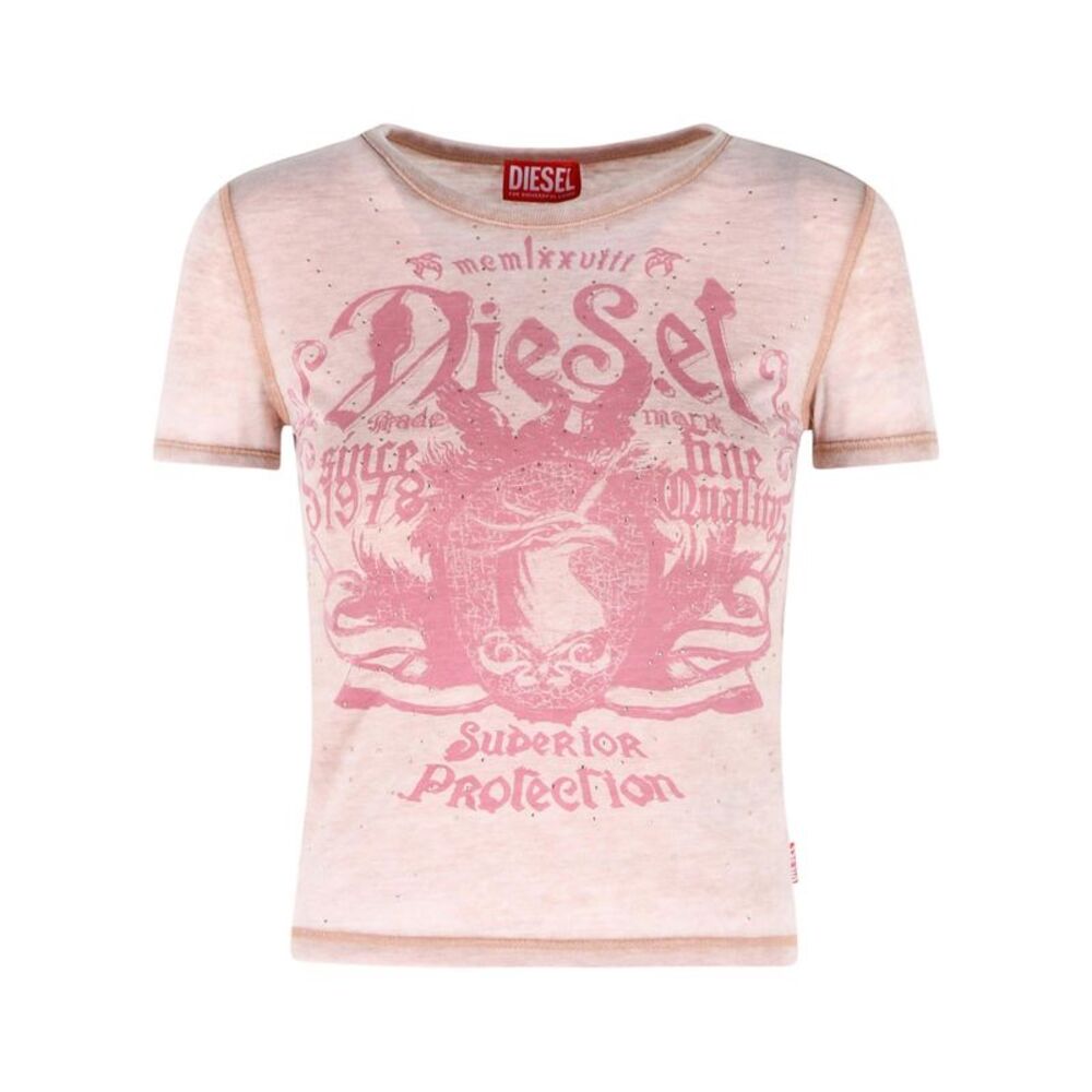 Diesel Pink Cotton Blend Jersey T-Shirt Women